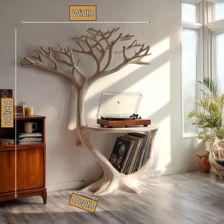 Sylvaris Handcrafted Solid Wood Tree Record Player Stand SPA024813 - Timberustic Record Player Stand With Storage