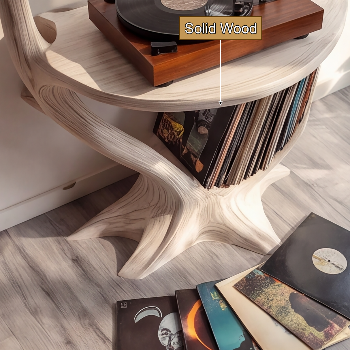 Sylvaris Handcrafted Solid Wood Tree Record Player Stand SPA024813
