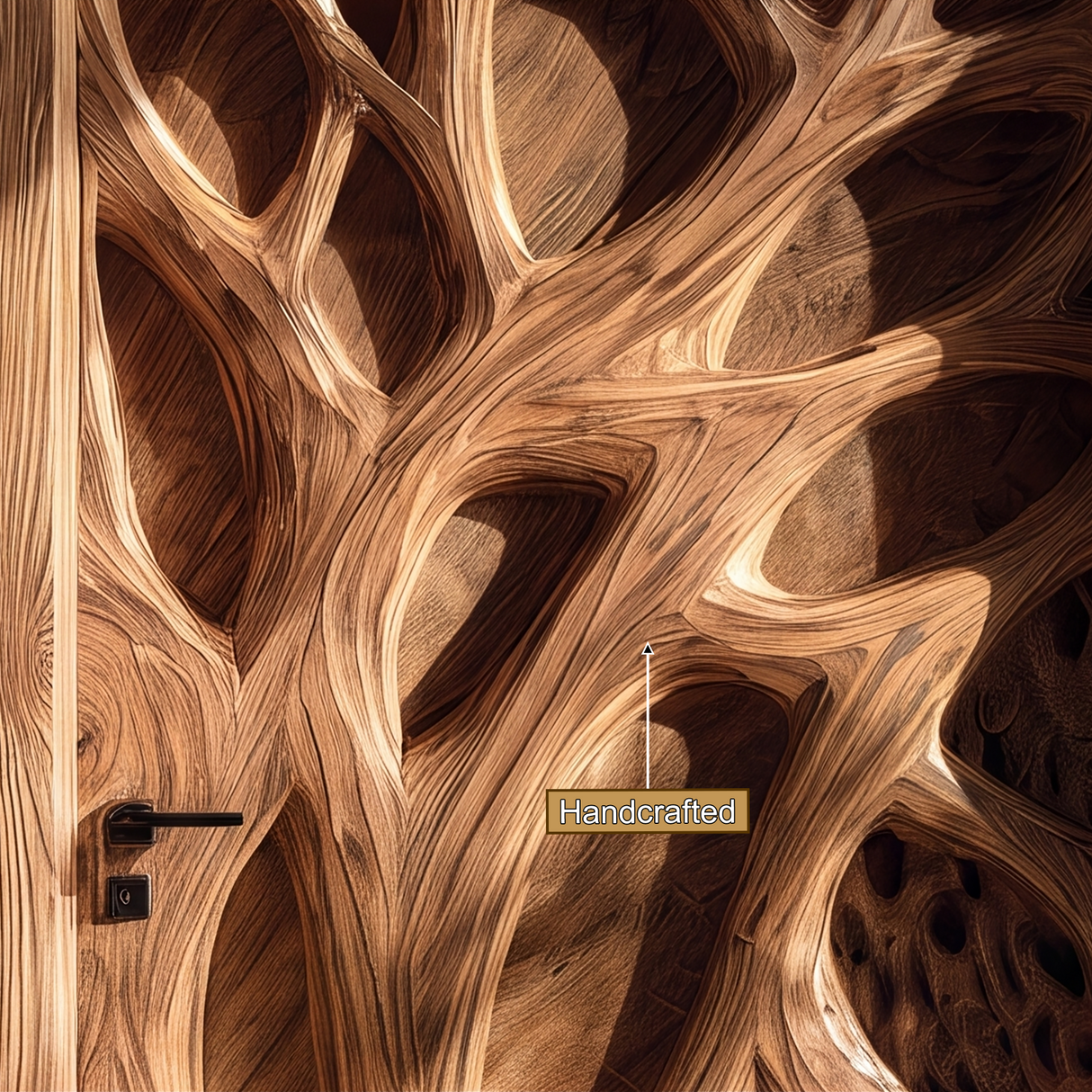 Sylvaris Handcrafted Solid Wood Tree Relief Single Door