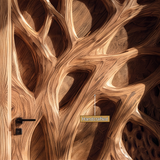 Sylvaris Handcrafted Solid Wood Tree Relief Single Door