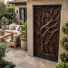 Sylvaris Handcrafted Solid Wood Tree Relief Single Door Dark Walnut - Timberustic Door