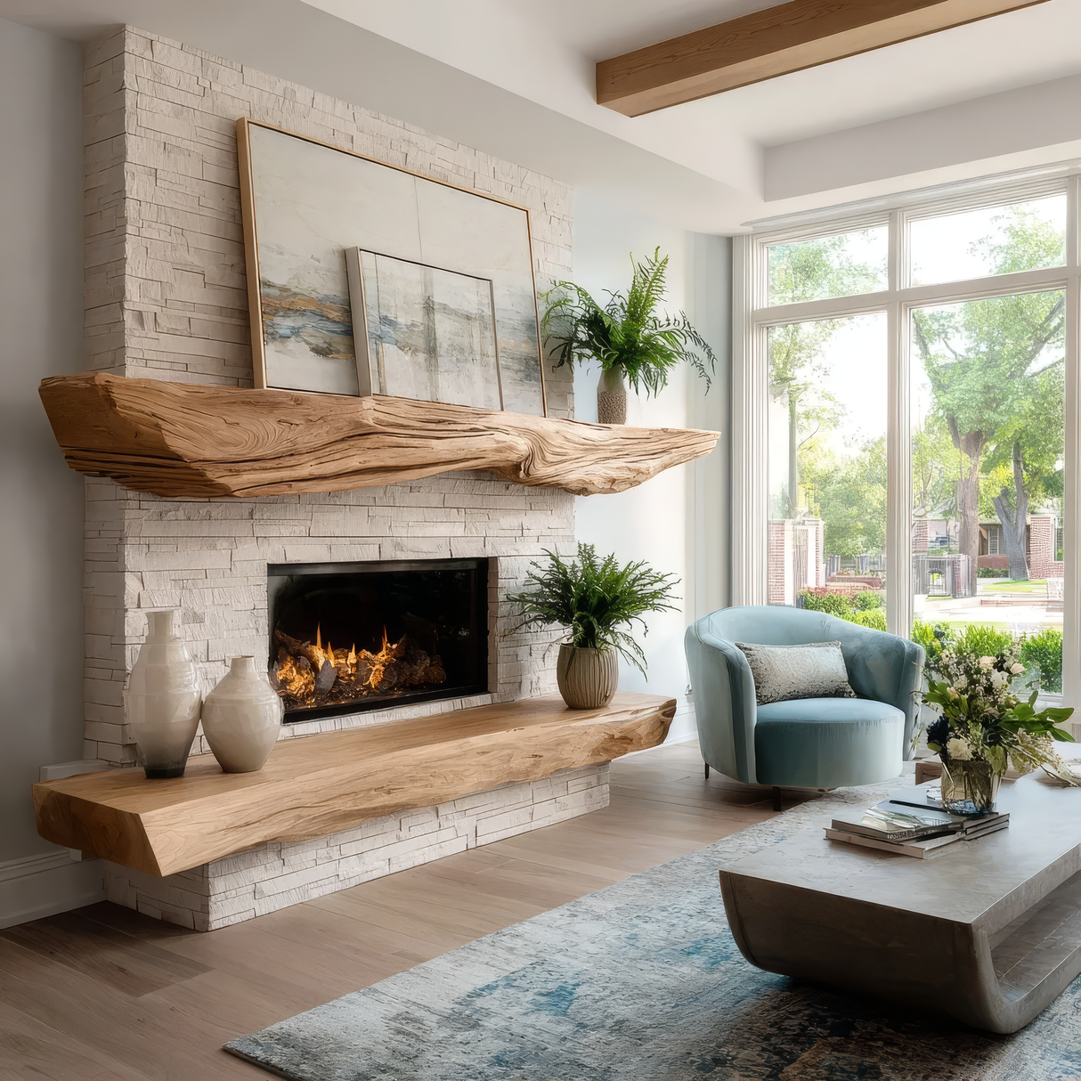 Sylvaris Live Edge Fireplace Mantel Shelf