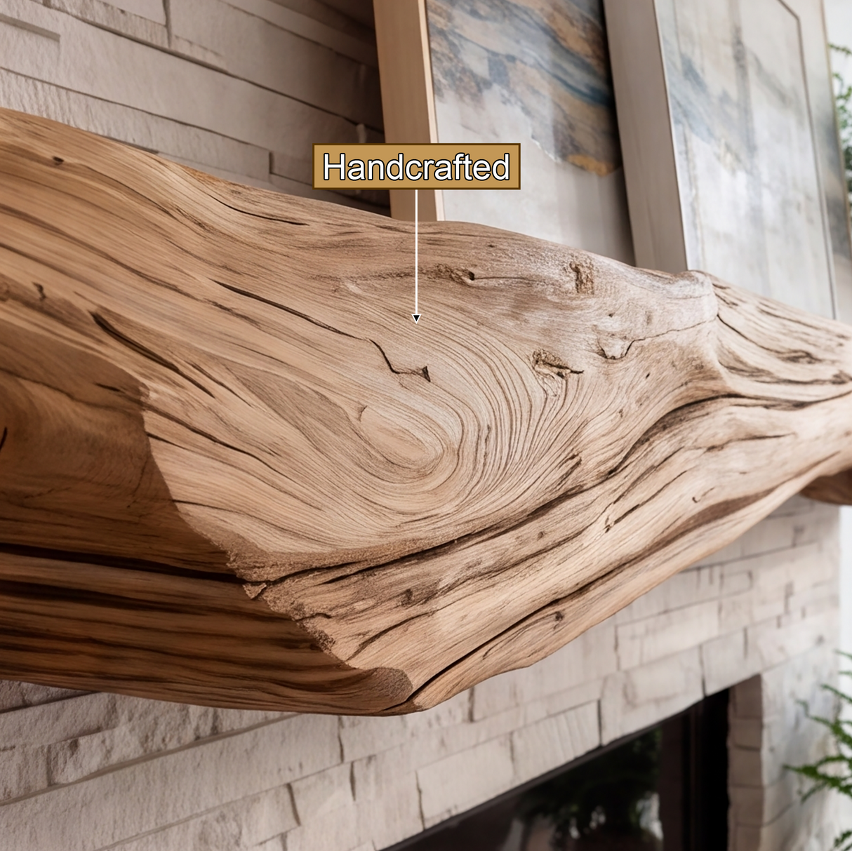 Sylvaris Live Edge Fireplace Mantel Shelf