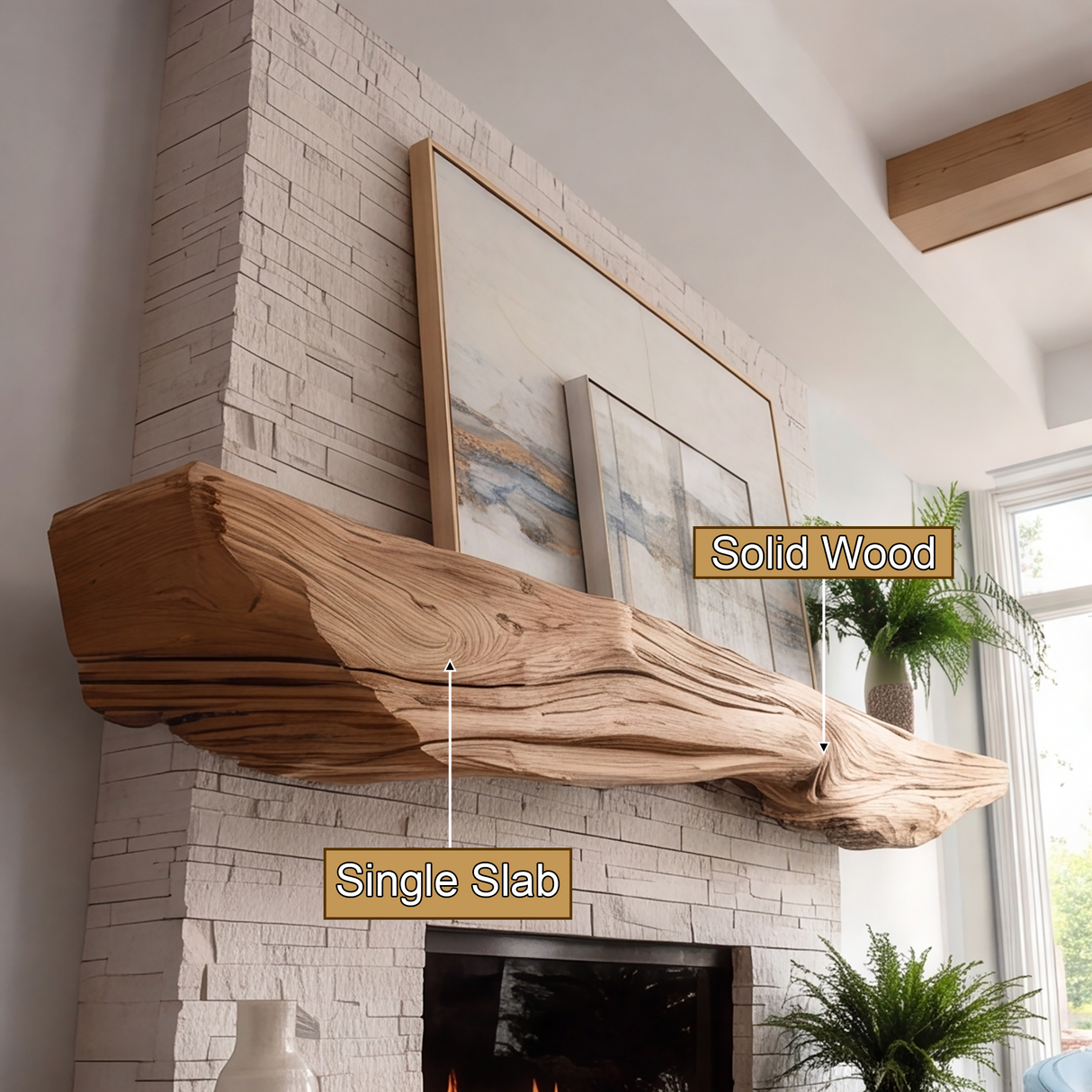 Sylvaris Live Edge Fireplace Mantel Shelf