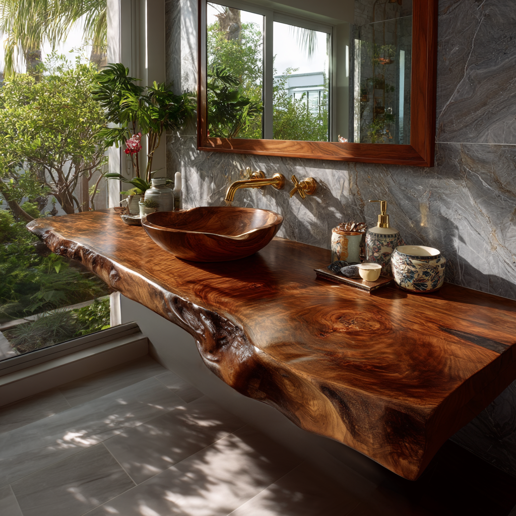 Sylvaris Live Edge Solid Wood Floating Bathroom Vanity SPA169453 - Timberustic Floating Bathroom Vanity
