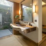 Sylvaris Live Edge Solid Wood Floating Bathroom Vanity with Integrated Sink