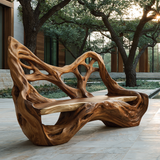 Sylvaris Sculpted Solid Wood Outdoor Bench - Timberustic Bench
