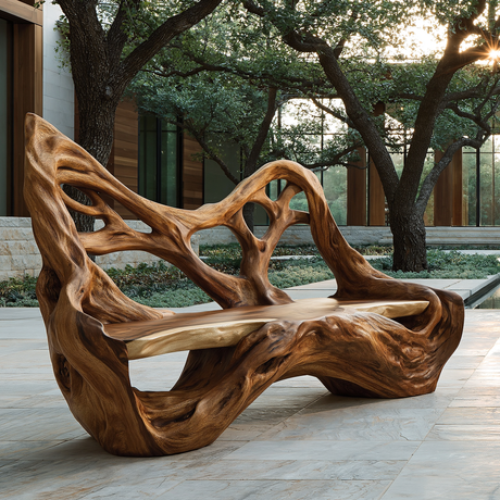 Sylvaris Sculpted Solid Wood Outdoor Bench - Timberustic Bench