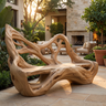 Sylvaris Sculpted Solid Wood Outdoor Bench Natural Oak - Timberustic Bench