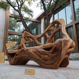 Sylvaris Sculpted Solid Wood Outdoor Bench - Timberustic Bench
