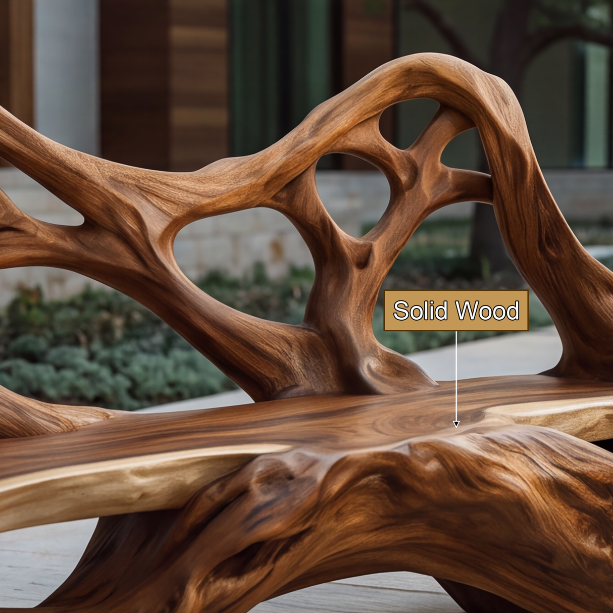 Sylvaris Sculpted Solid Wood Outdoor Bench - Timberustic Bench