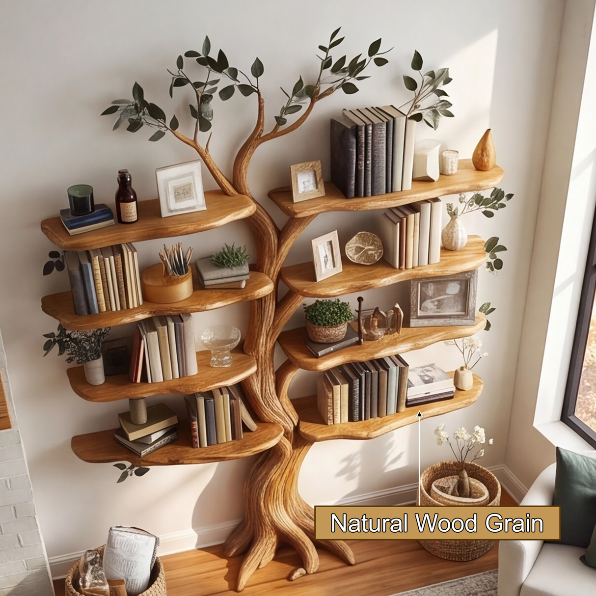 Sylvaris Sculpted Solid Wood Tree Bookshelf - Timberustic Tree Bookshelf