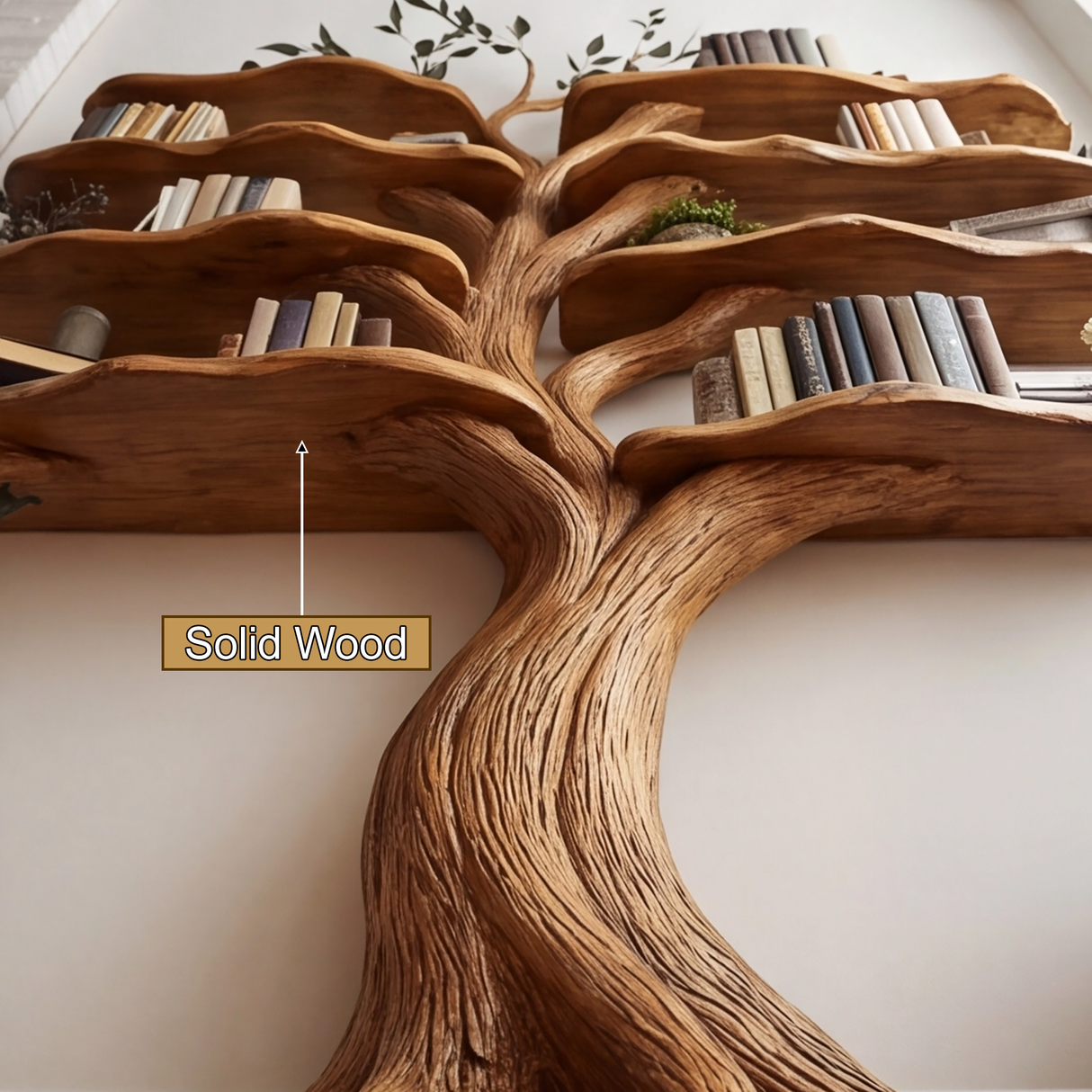 Sylvaris Sculpted Solid Wood Tree Bookshelf - Timberustic Tree Bookshelf