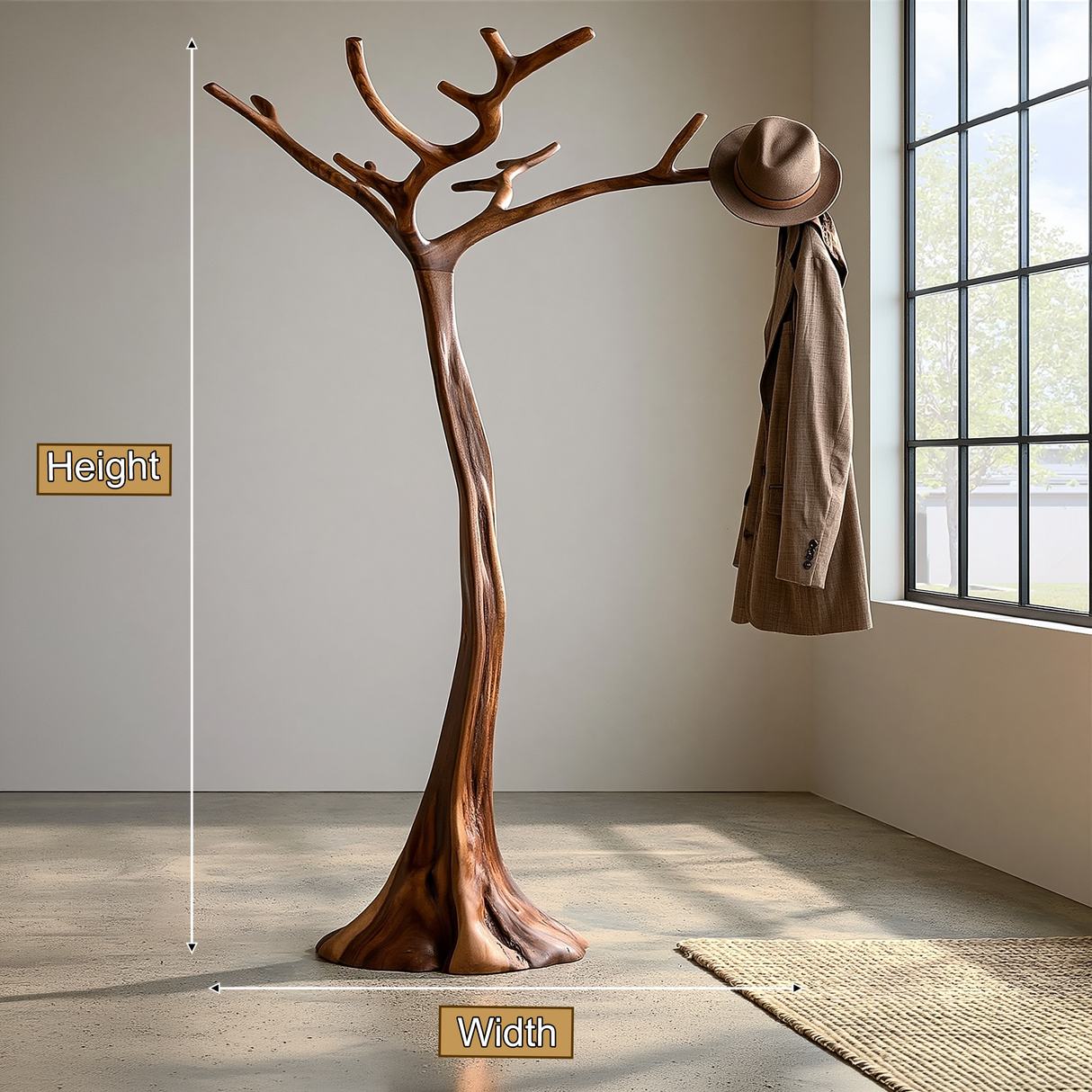 Sylvaris Sculpted Solid Wood Tree Coat Rack - Timberustic Tree Coat Rack