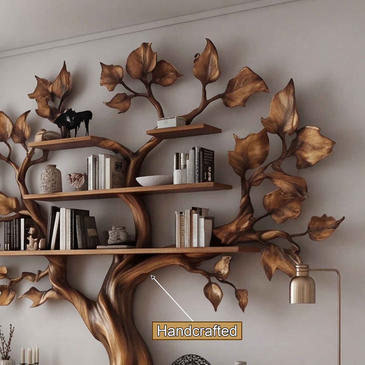 Sylvarith Sculpted Solid Wood Tree Bookshelf - Timberustic Tree Bookshelf