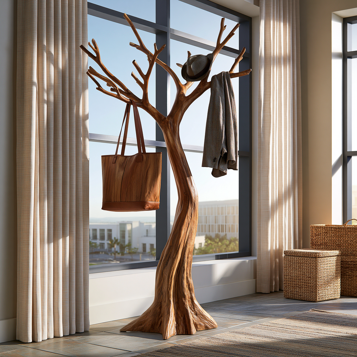 Sylvarn Crest Sculpted Solid Wood Tree Coat Rack - Timberustic Tree Coat Rack