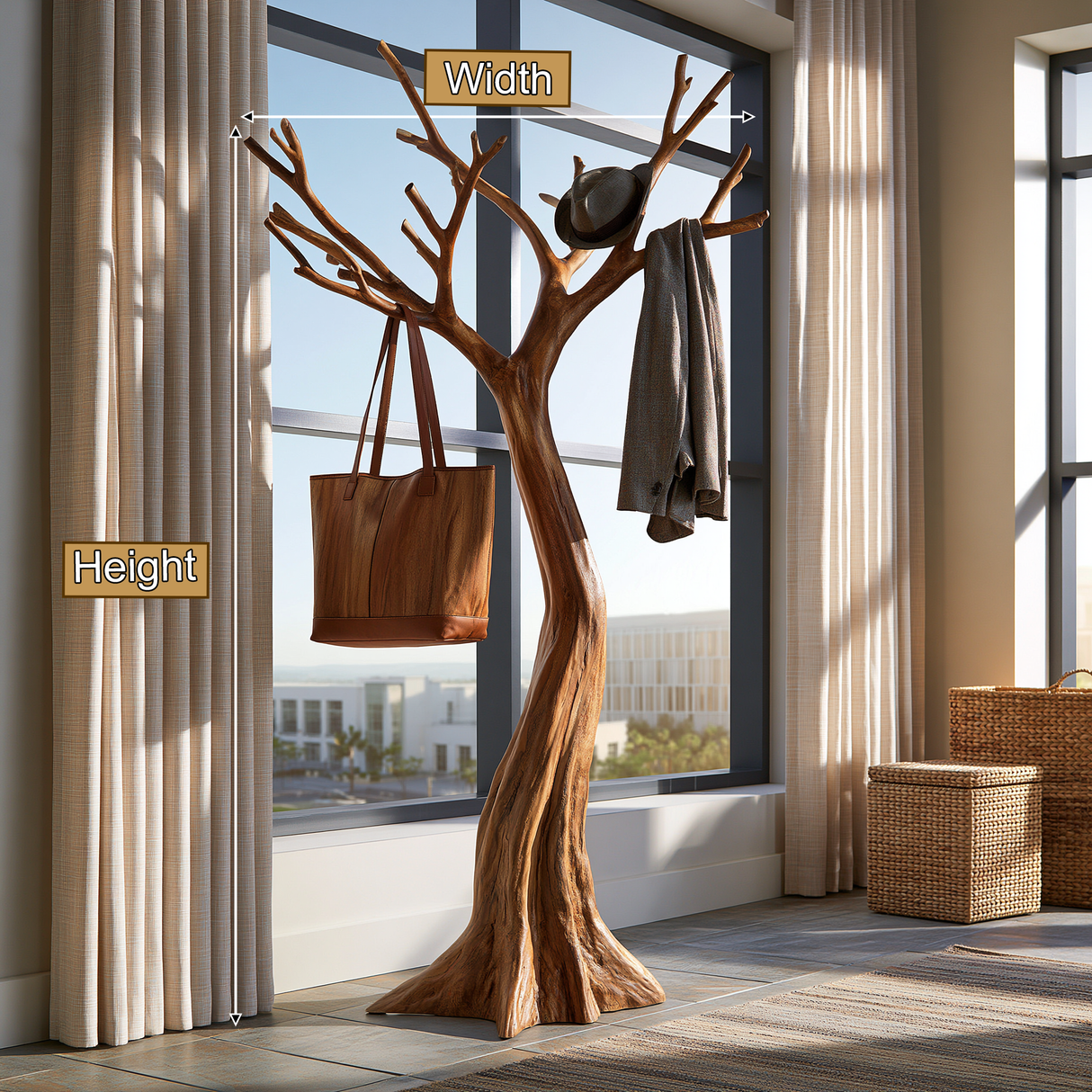 Sylvarn Crest Sculpted Solid Wood Tree Coat Rack - Timberustic Tree Coat Rack