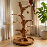 Sylvaro Handcrafted Solid Wood Tree Branch Parrot Stand SPA248142 - Timberustic Tree Branch Parrot Stand