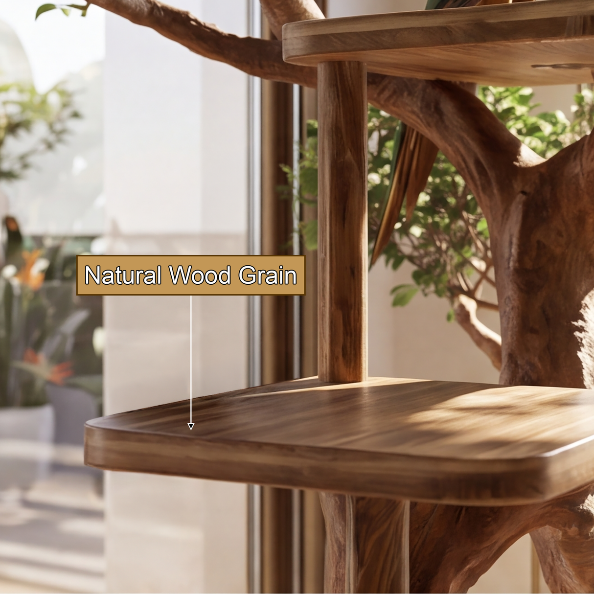Sylvaroak Handcrafted Tree Branch Parrot Stand SPA453608 - Timberustic Tree Branch Parrot Stand