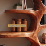Sylvenoak Handcrafted Sculpted Solid Wood Tree Bookshelf with Drawers SPA023673