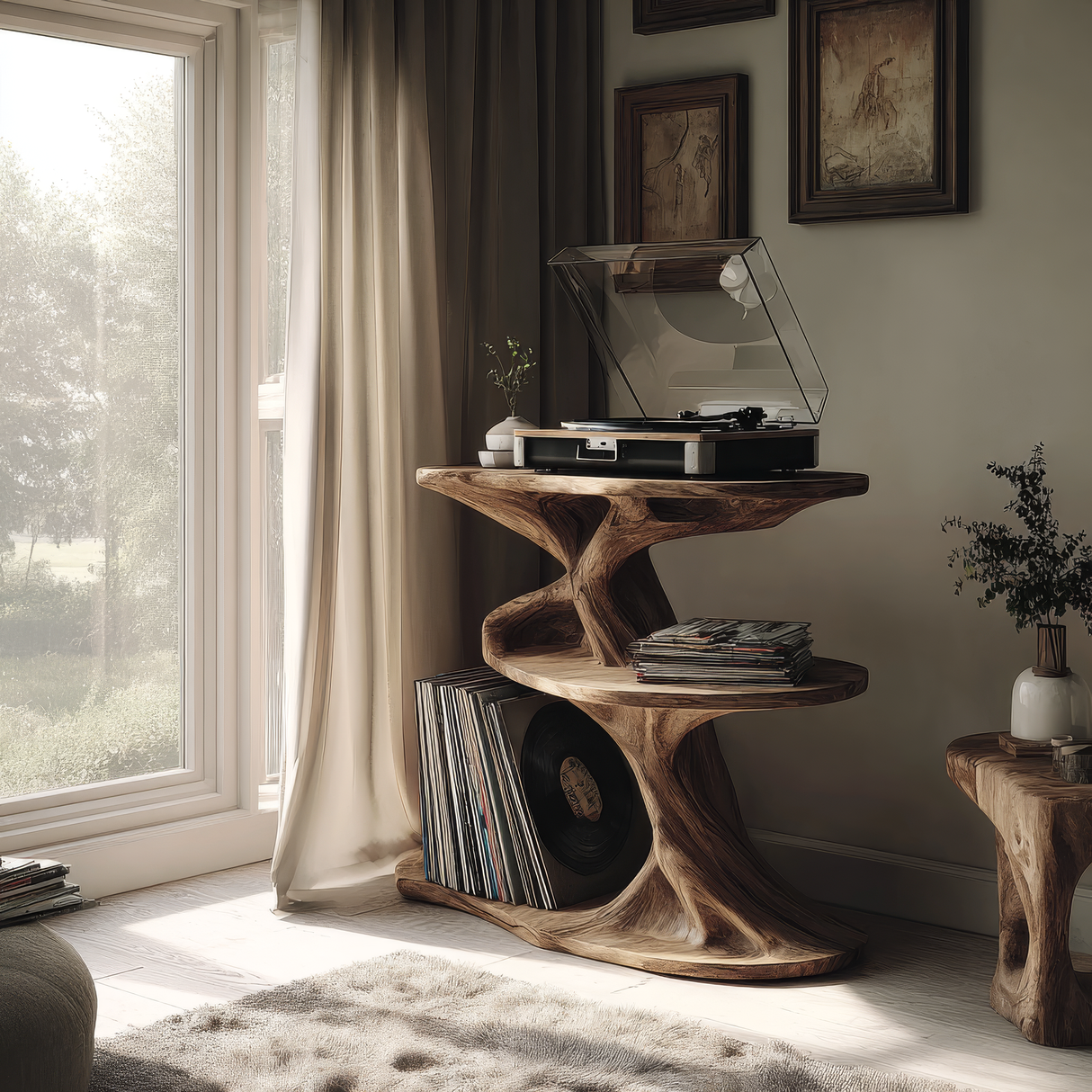 Sylvenoak Handcrafted Solid Wood Record Player Stand SPA214650