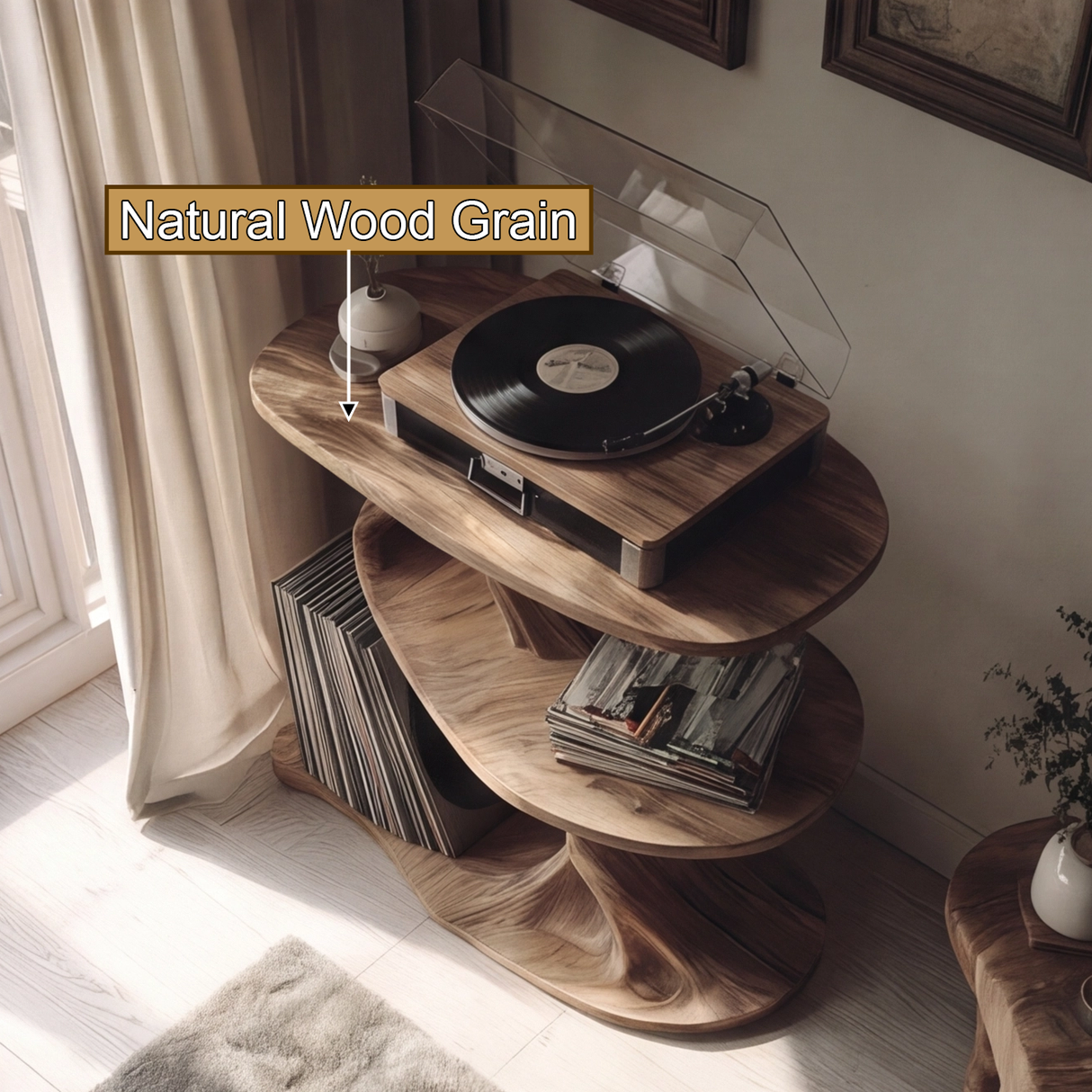 Sylvenoak Handcrafted Solid Wood Record Player Stand SPA214650
