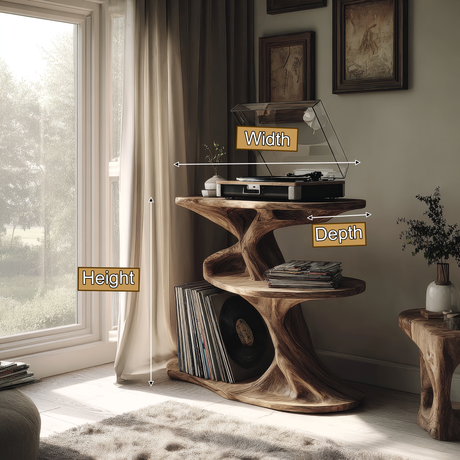 Sylvenoak Handcrafted Solid Wood Record Player Stand SPA214650 - Timberustic Record Player Stand With Storage