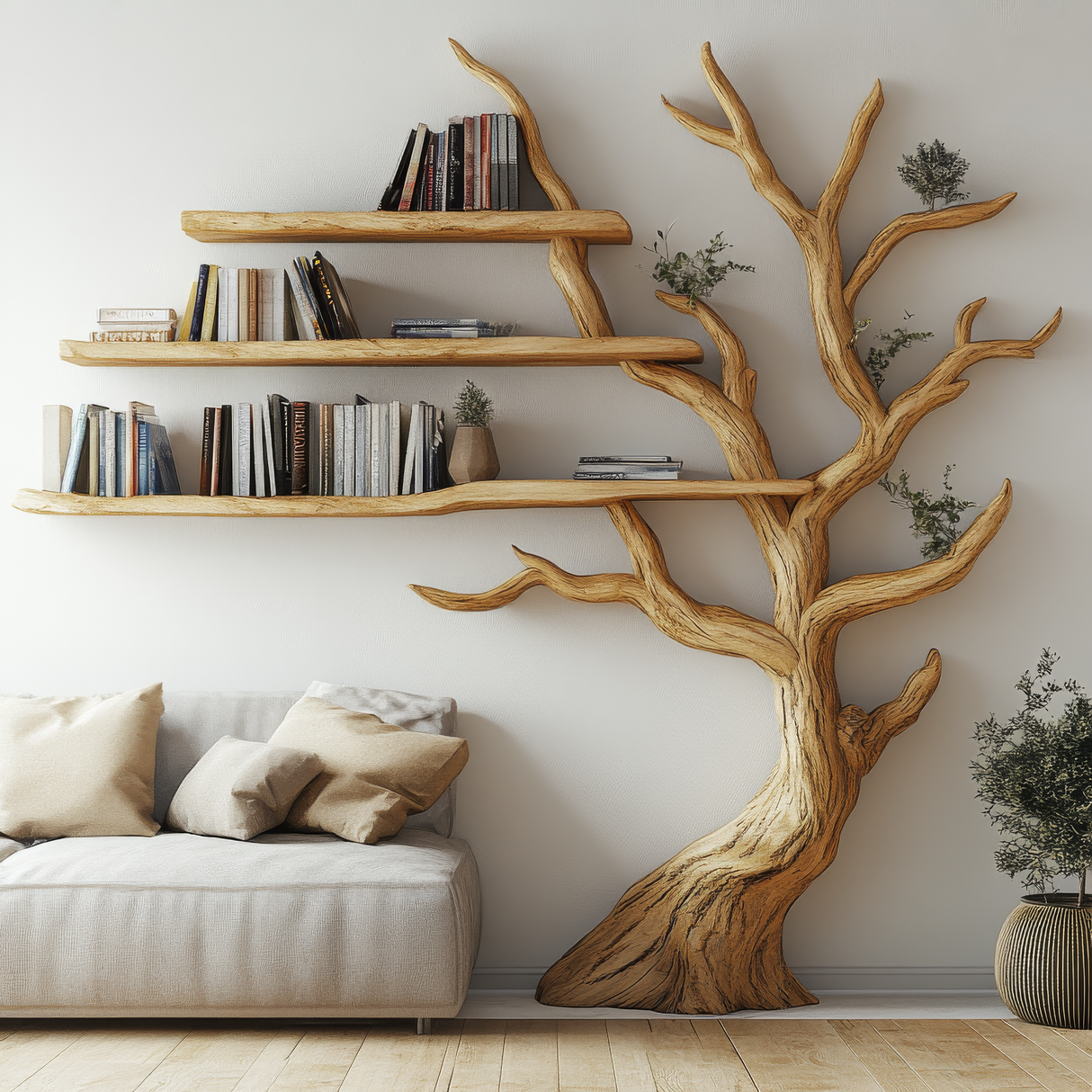 Sylvenoak Live Edge Solid Wood Tree Bookshelf - Timberustic Tree Bookshelf