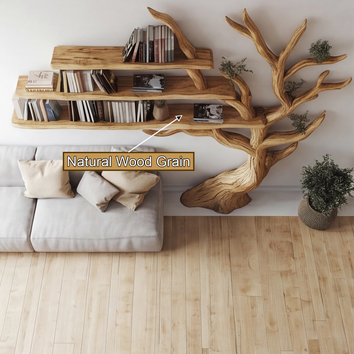 Sylvenoak Live Edge Solid Wood Tree Bookshelf - Timberustic Tree Bookshelf