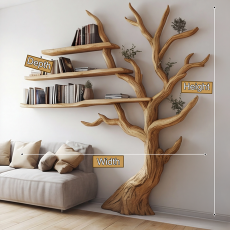 Sylvenoak Live Edge Solid Wood Tree Bookshelf - Timberustic Tree Bookshelf