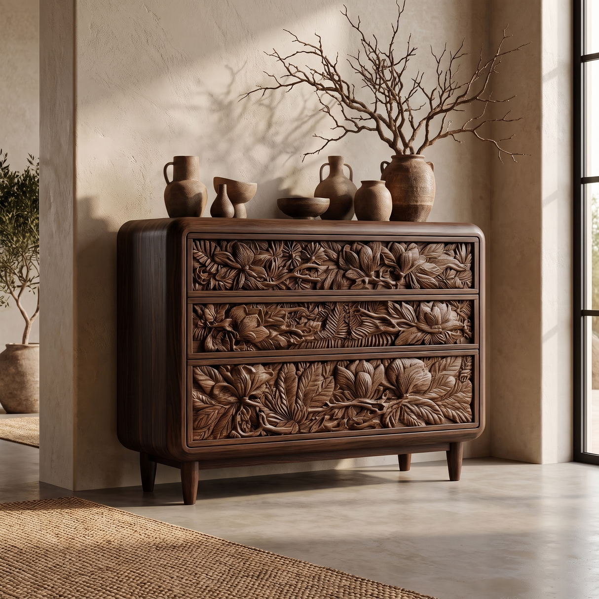 Sylvenor Sculpted Solid Wood Sideboard Cabinet SPA211435 - Timberustic Sideboard Cabinet