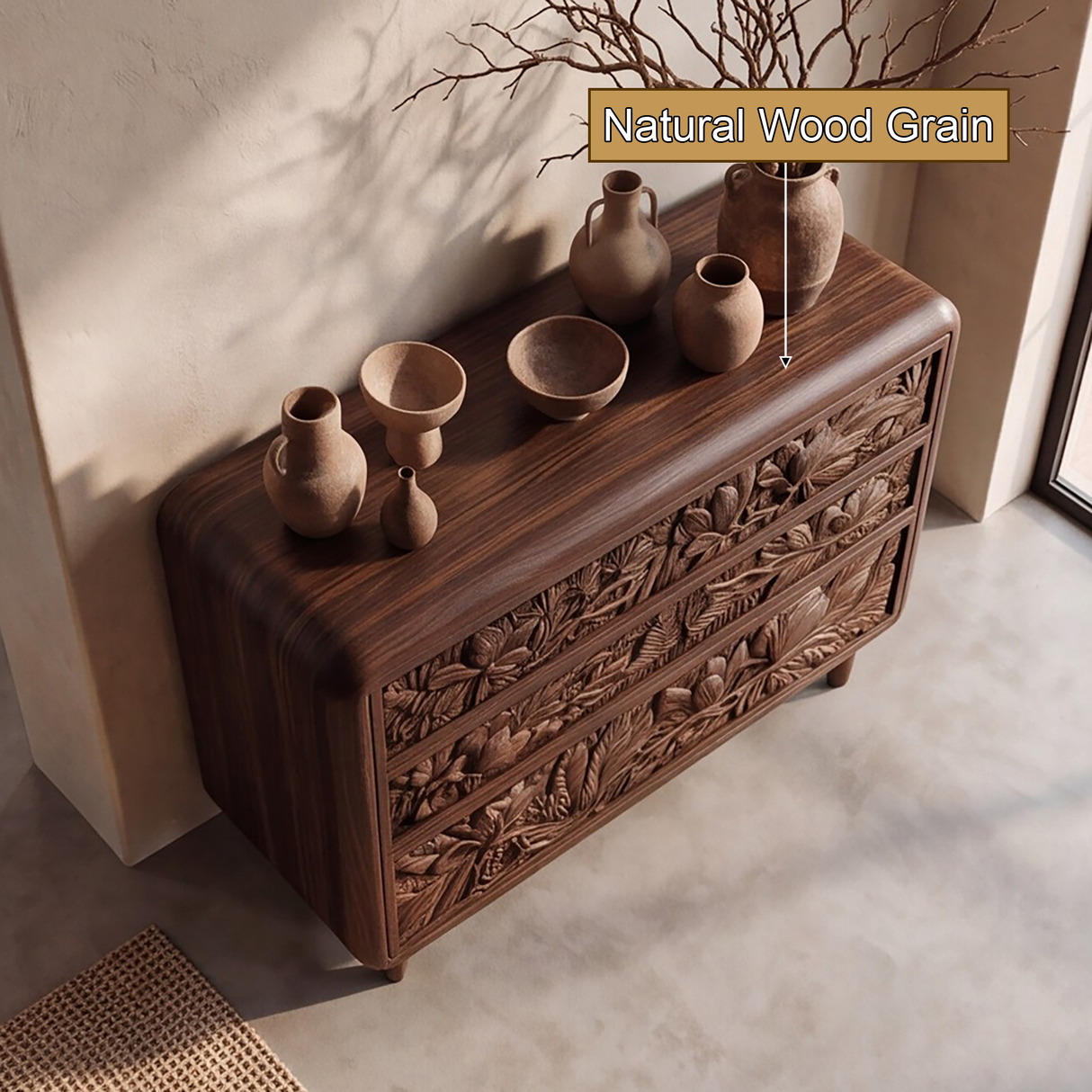 Sylvenor Sculpted Solid Wood Sideboard Cabinet SPA211435 - Timberustic Sideboard Cabinet