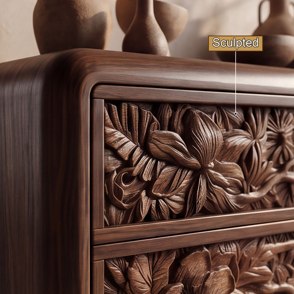 Sylvenor Sculpted Solid Wood Sideboard Cabinet SPA211435 - Timberustic Sideboard Cabinet
