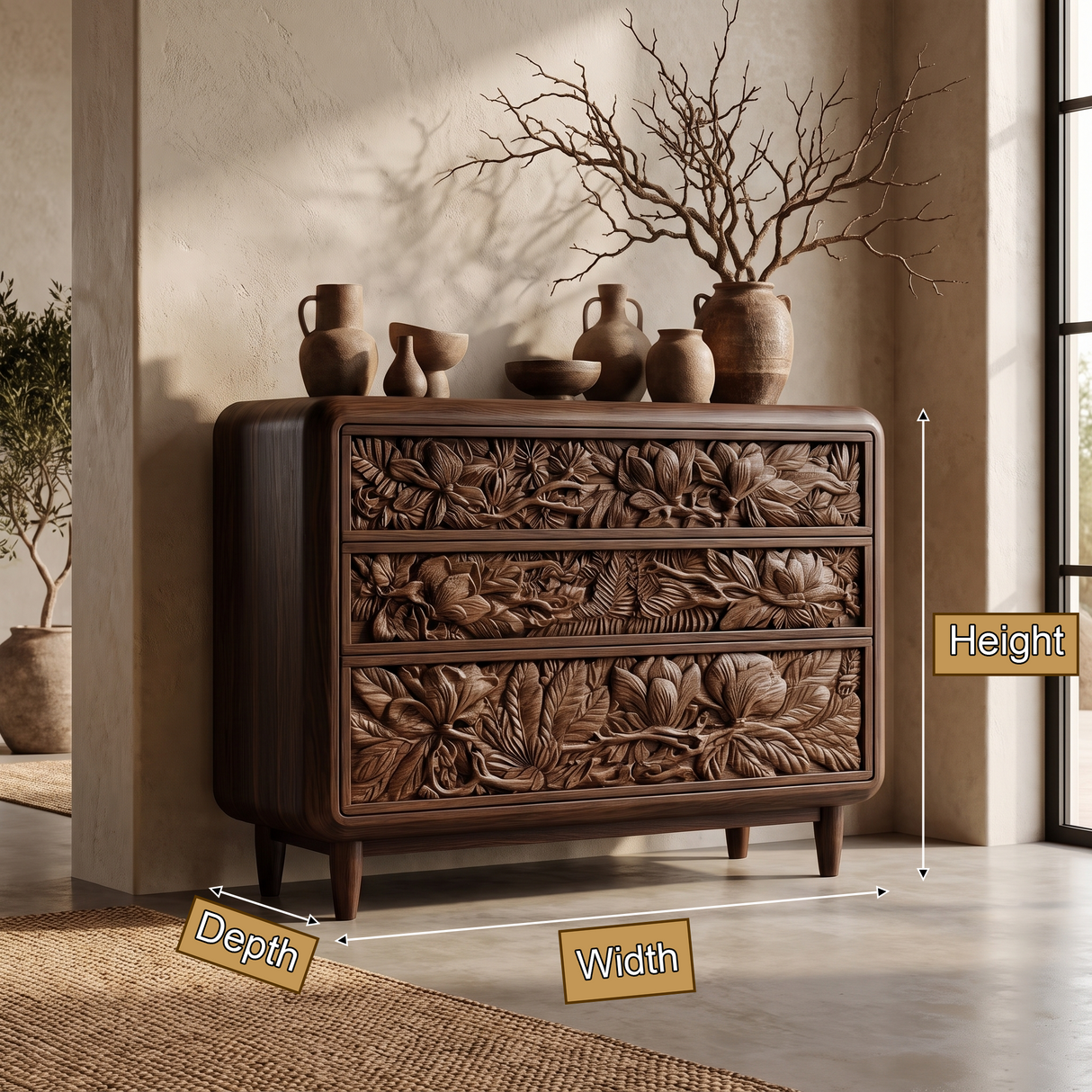 Sylvenor Sculpted Solid Wood Sideboard Cabinet SPA211435 - Timberustic Sideboard Cabinet