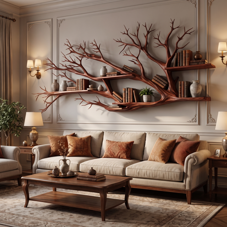 Sylvenroot Handcrafted Solid Wood Tree-Inspired Bookshelf Mahogany - Timberustic Tree-Inspired Bookshelf