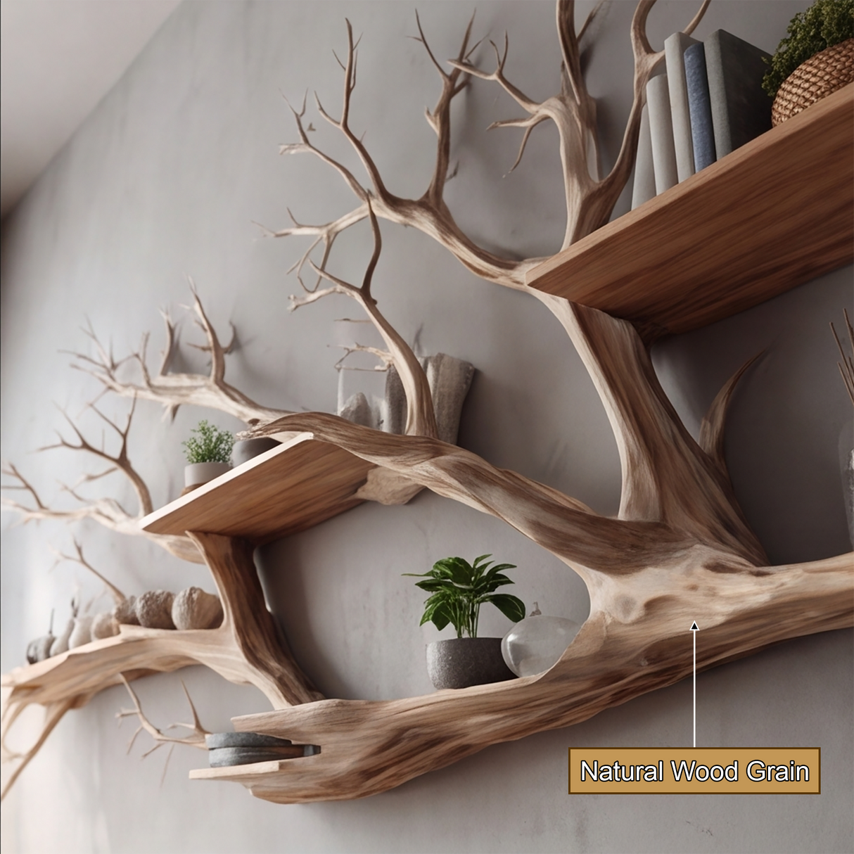 Sylvenroot Handcrafted Solid Wood Tree-Inspired Bookshelf