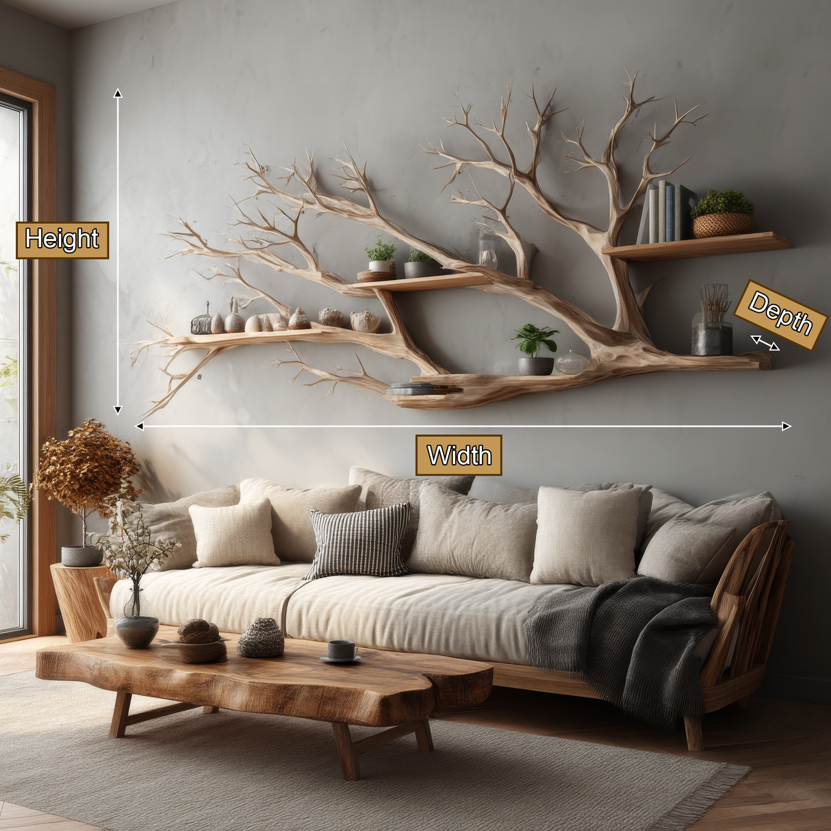 Sylvenroot Handcrafted Solid Wood Tree-Inspired Bookshelf