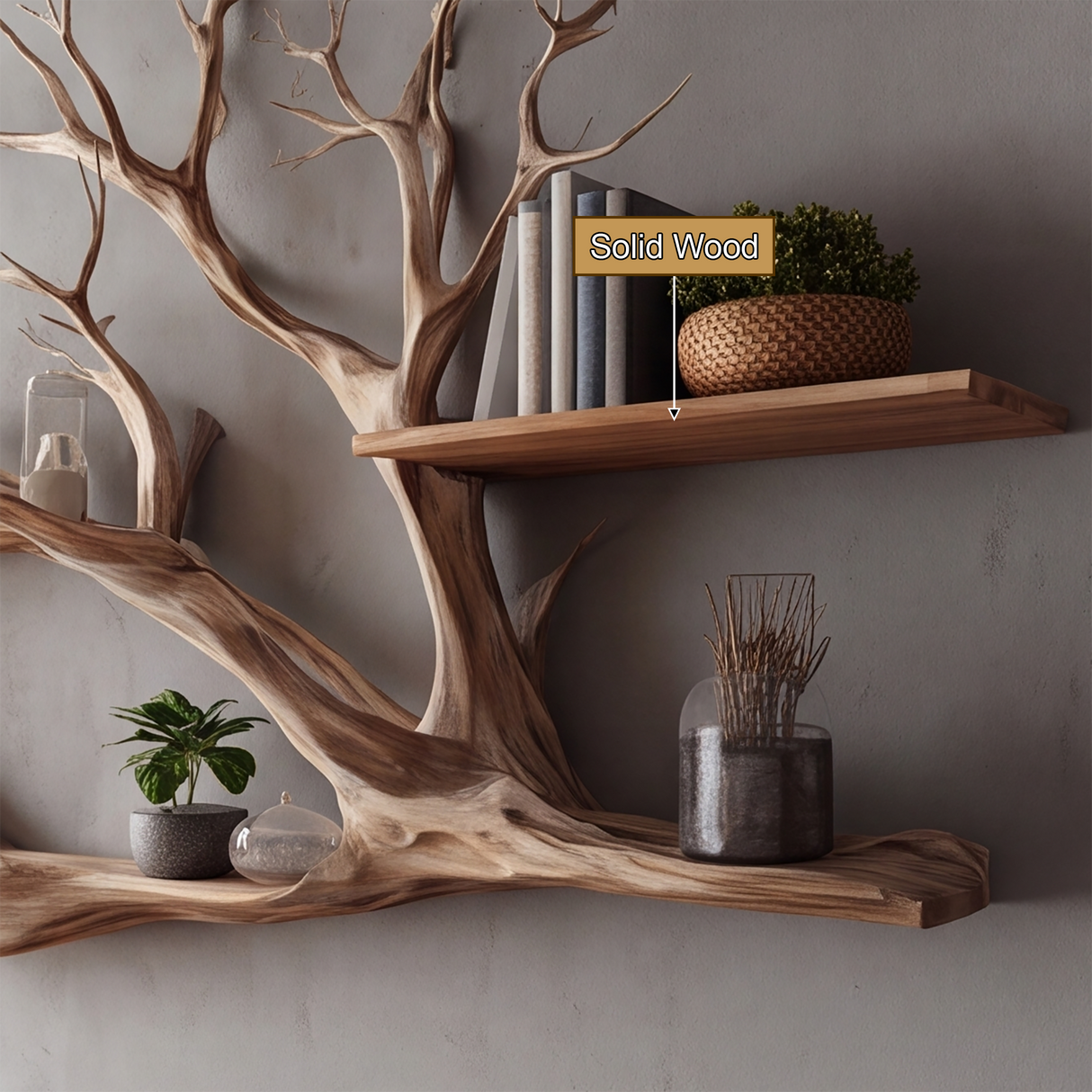 Sylvenroot Handcrafted Solid Wood Tree-Inspired Bookshelf