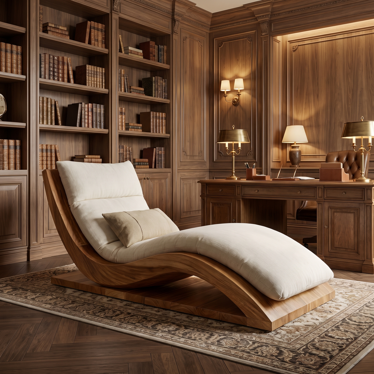 Sylvenza Handcrafted Solid Wood Chaise Lounge