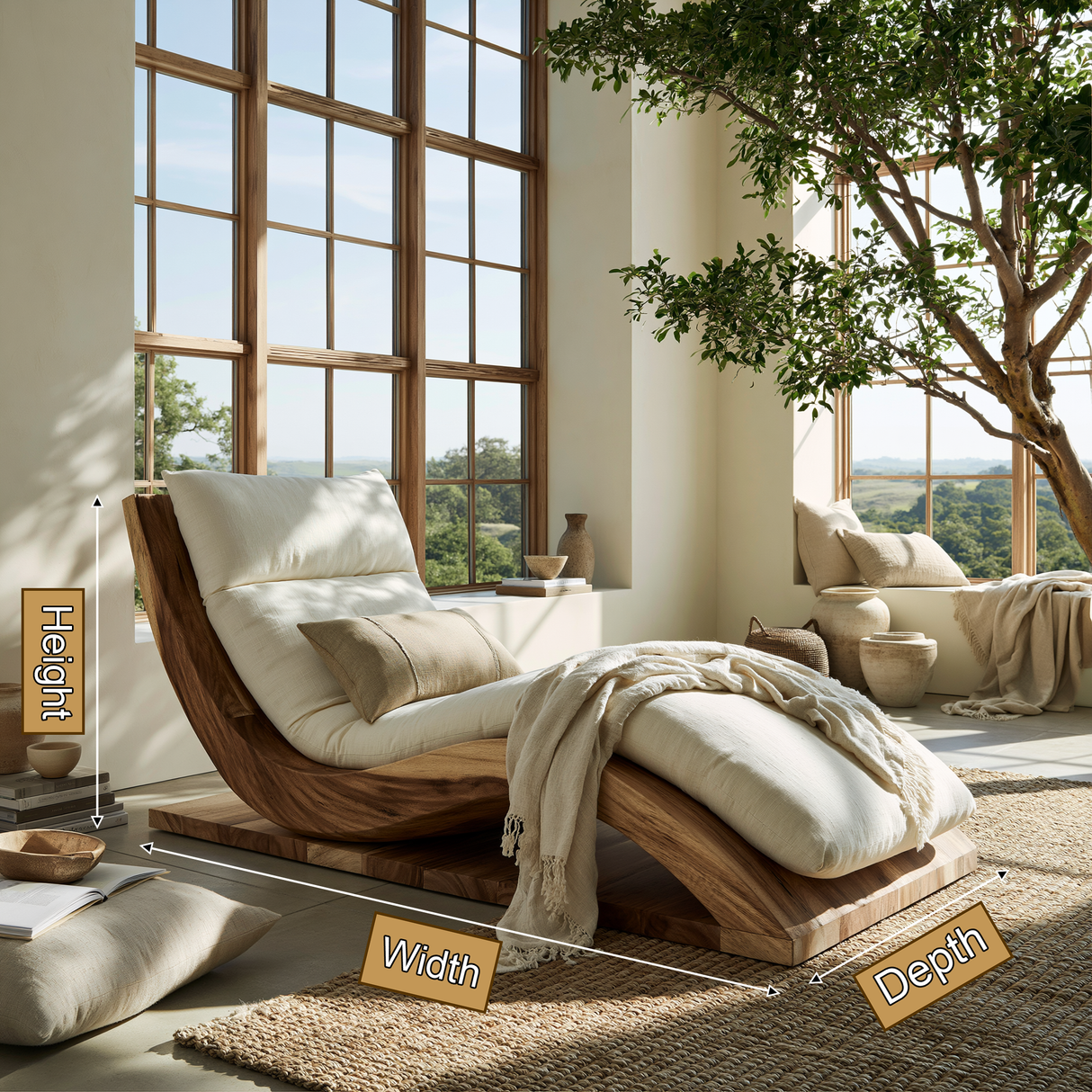 Sylvenza Handcrafted Solid Wood Chaise Lounge - Timberustic Chaise Lounge
