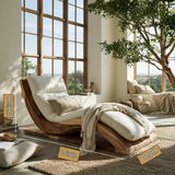 Sylvenza Handcrafted Solid Wood Chaise Lounge - Timberustic Chaise Lounge