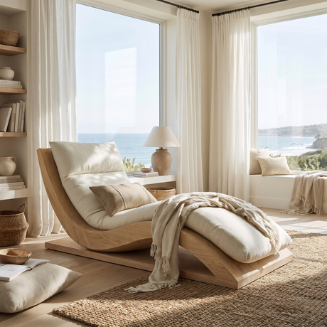 Sylvenza Handcrafted Solid Wood Chaise Lounge