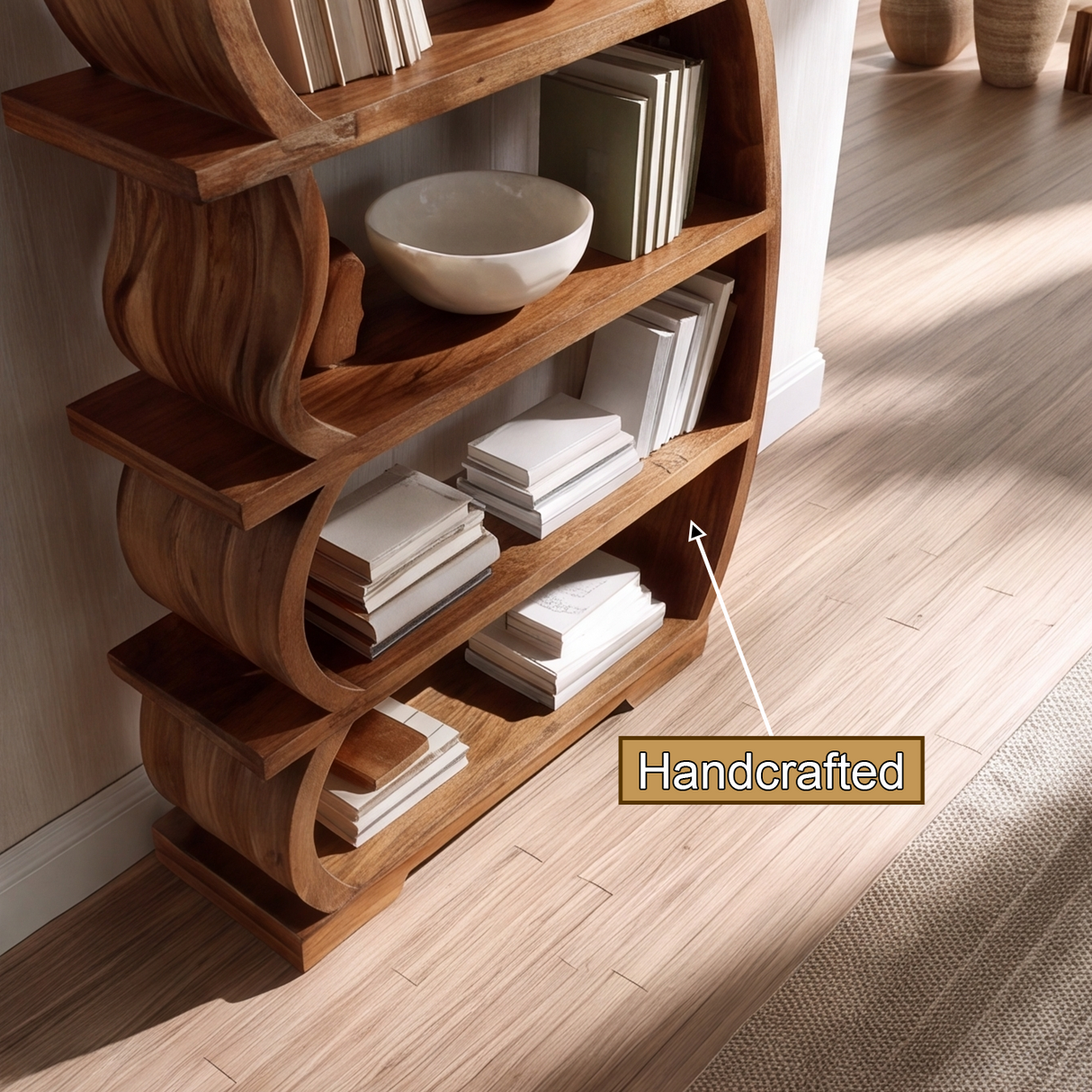 Sylvera Handcrafted Solid Wood Bookshelf