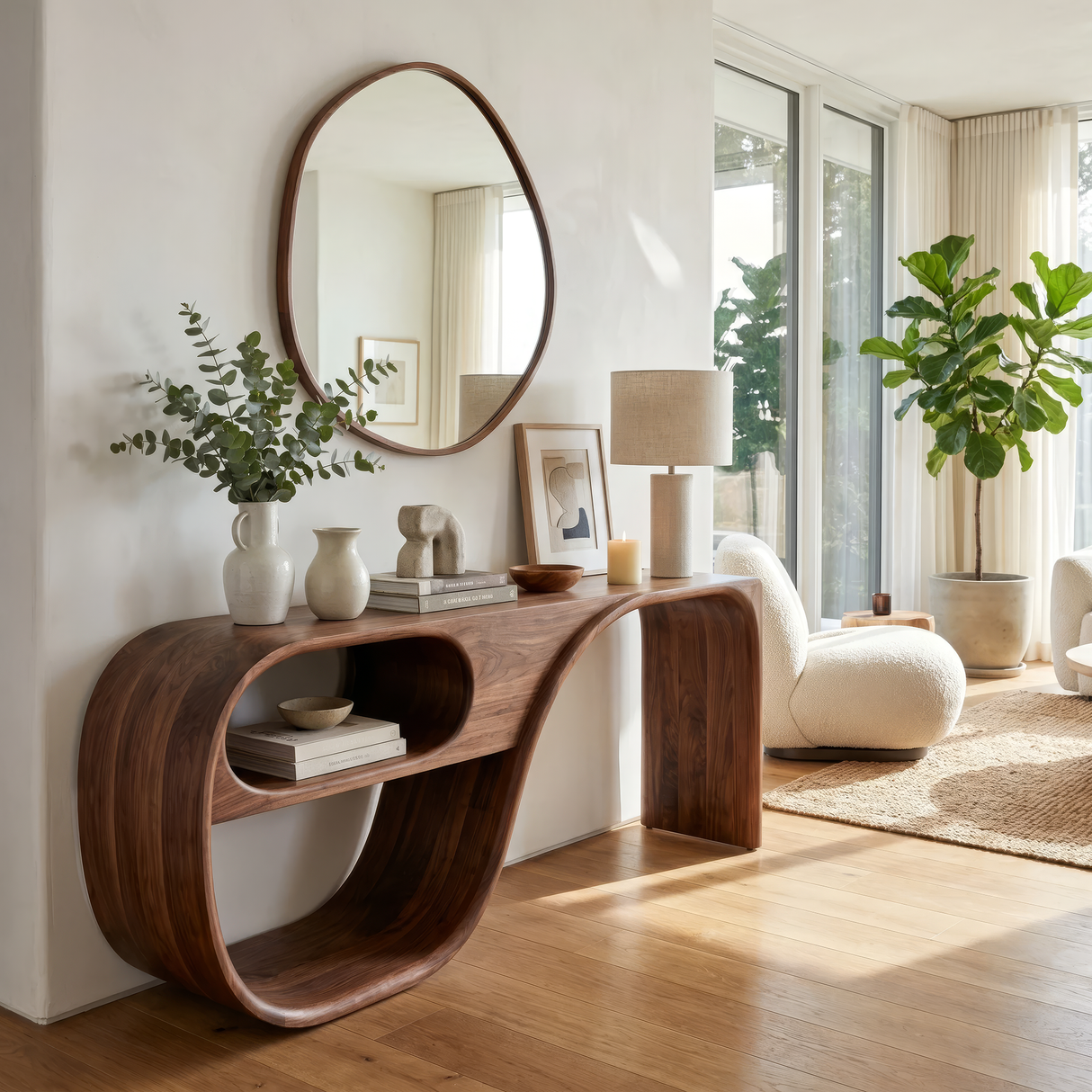 Sylvera Sculpted Solid Wood Console Table - Timberustic Console Table