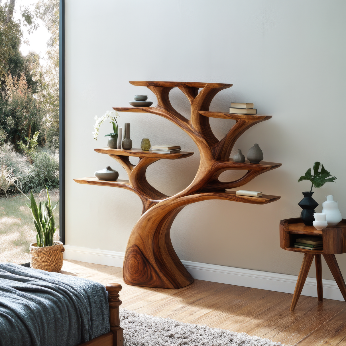 Sylverion Sculpted Solid Wood Tree Bookshelf - Timberustic Tree Bookshelf