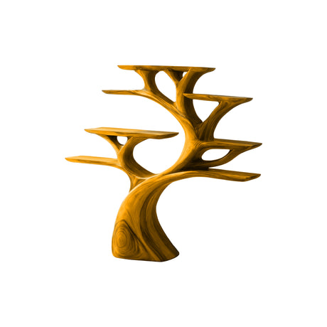 Sylverion Sculpted Solid Wood Tree Bookshelf Teak - Timberustic Tree Bookshelf