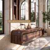 Sylverion Solid Wood Floating Bathroom Vanity with Integrated Sinks and Drawers
