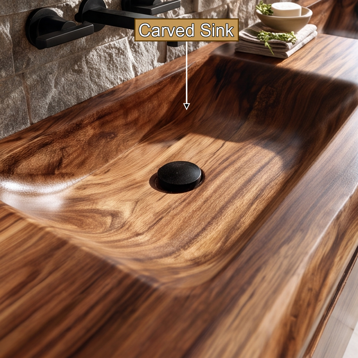 Sylverith Sculpted Solid Wood Floating Bathroom Vanity with Integrated Sinks and Drawers