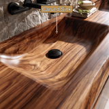 Sylverith Sculpted Solid Wood Floating Bathroom Vanity with Integrated Sinks and Drawers