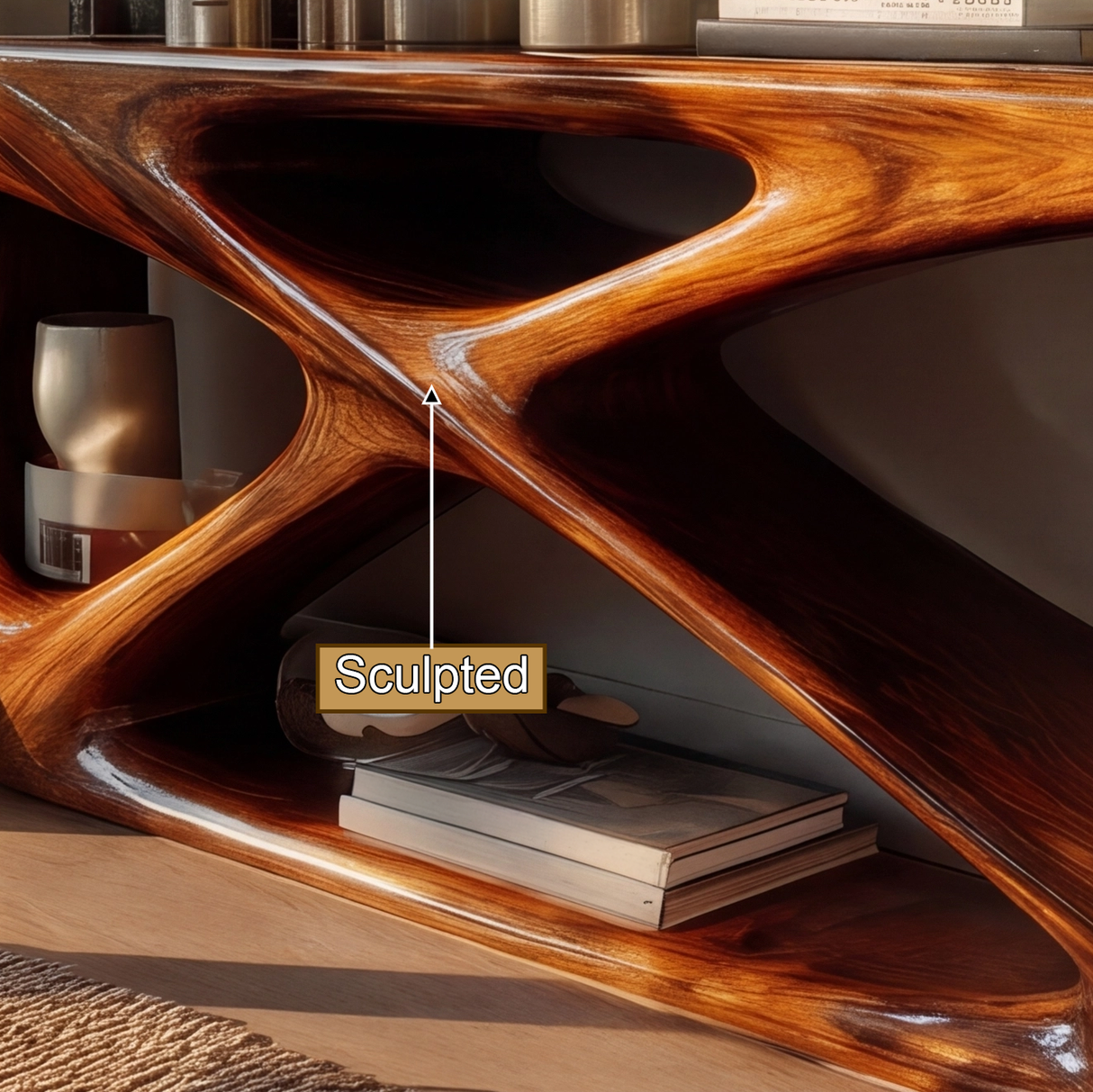 Sylverith Sculpted Wood Console Table - Timberustic Console Table